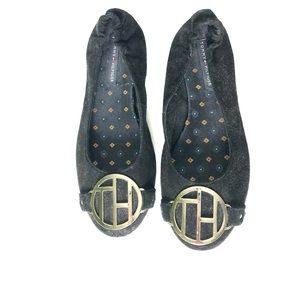 Tommy Hilfiger Black Suede Ballet Flats